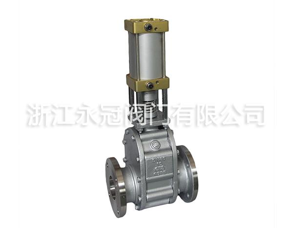 不鏽鋼(gāng)氣動陶瓷(ci)雙閘闆閥(fa)Z644TC